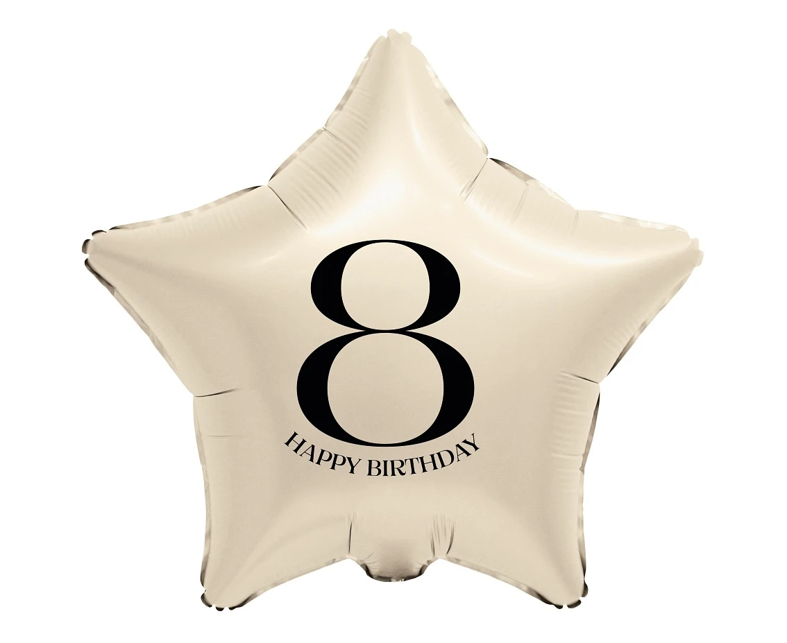 Foil Balloon 18" - Star with Number "8" (creamy)